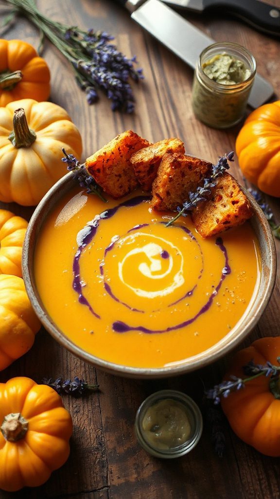 lavender wasabi pumpkin soup