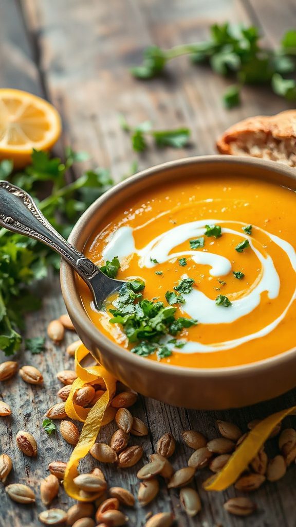lemon herb pumpkin soup