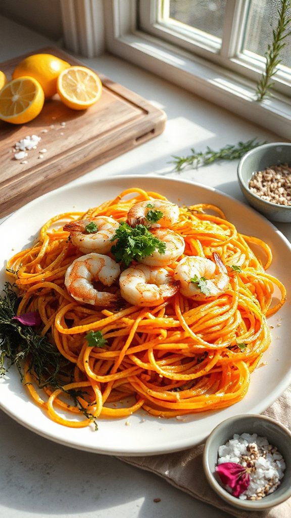 lemon rose water pumpkin noodles