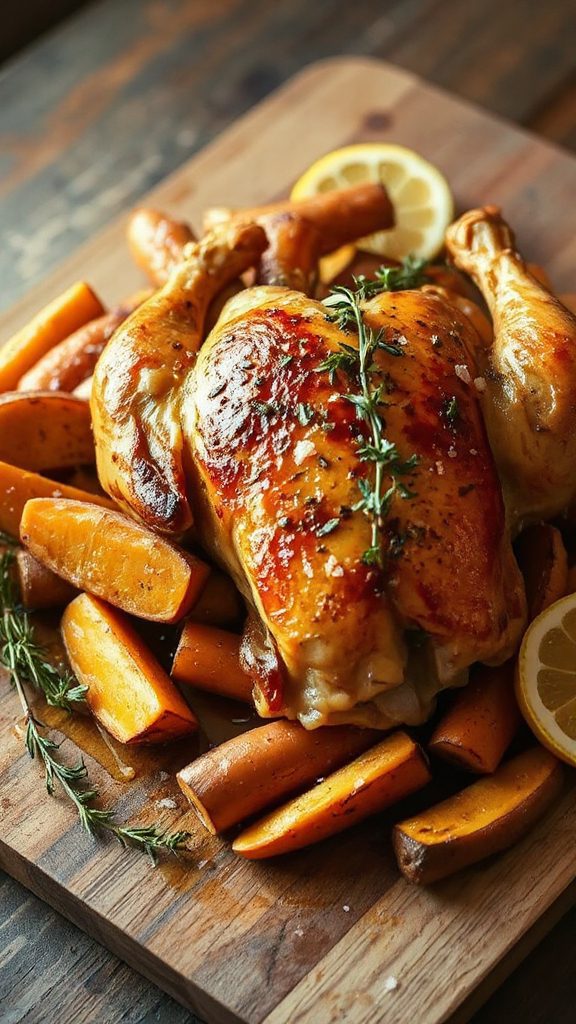 lemon thyme chicken and sweet potatoes