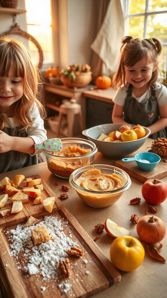making apple blondies together