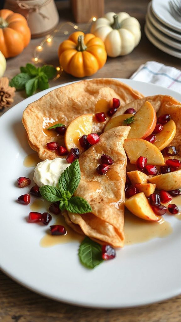 maple glazed apple cinnamon crepes