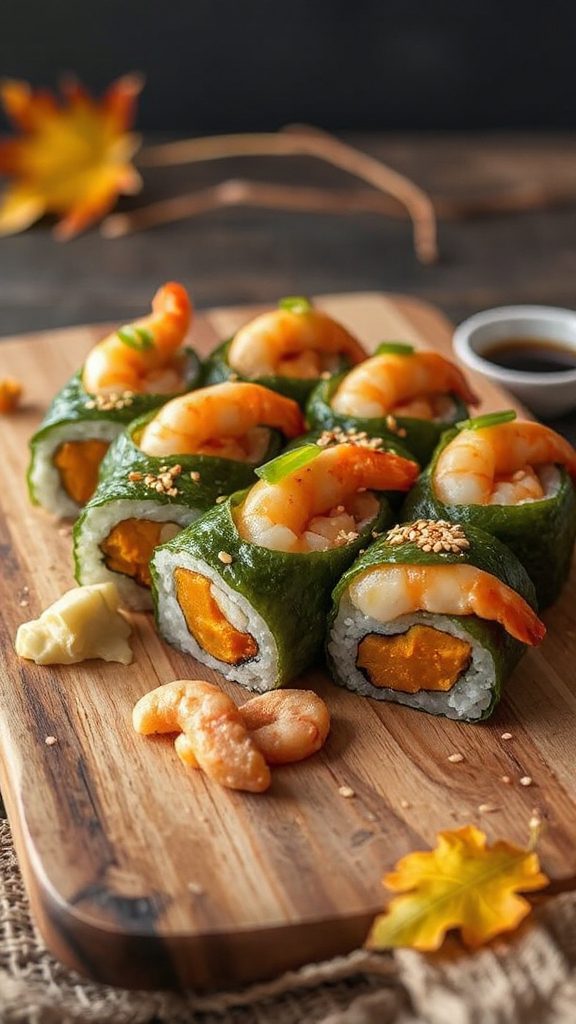 maple shrimp pumpkin sushi roll