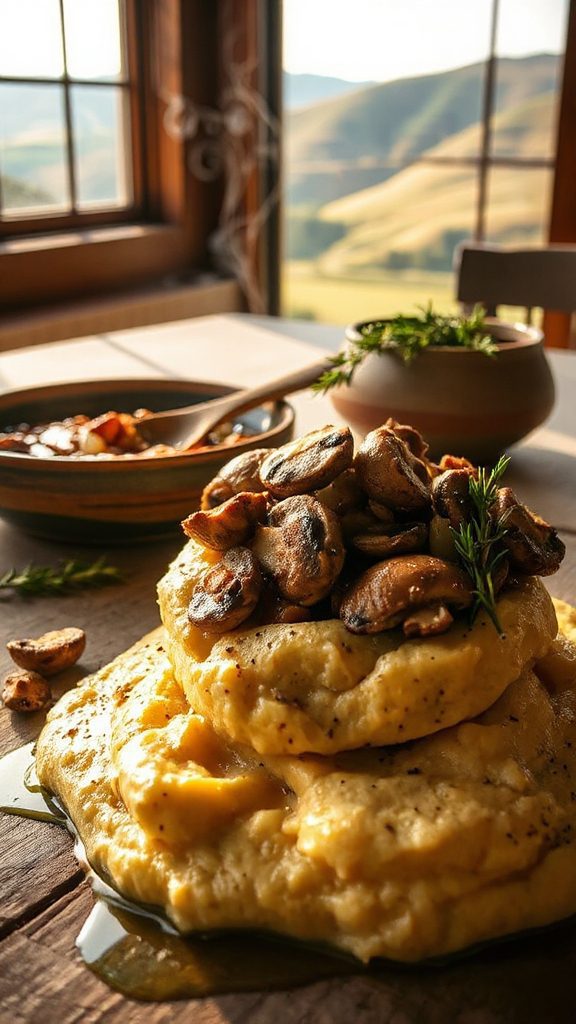 mediterranean polenta mushroom bake