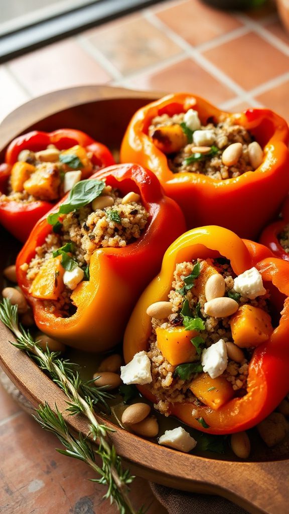mediterranean pumpkin quinoa peppers