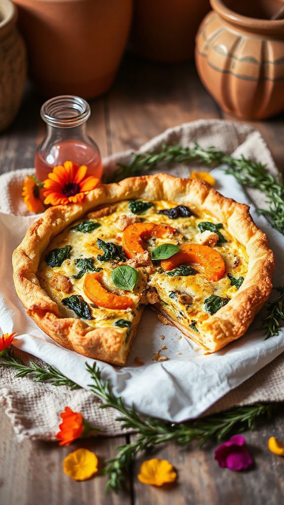 mediterranean tempeh pumpkin quiche