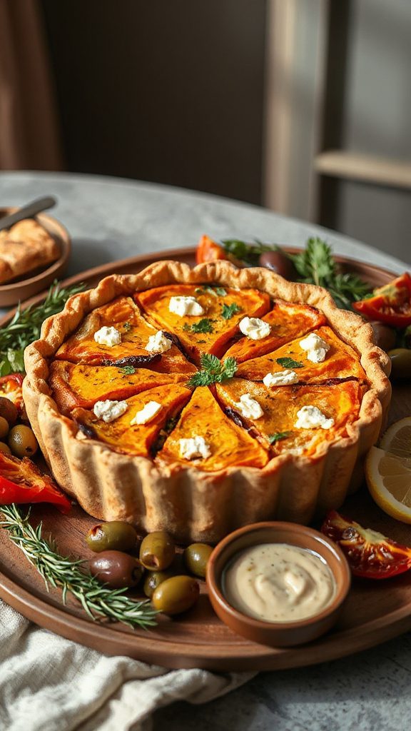 mediterranean tofu pumpkin quiche