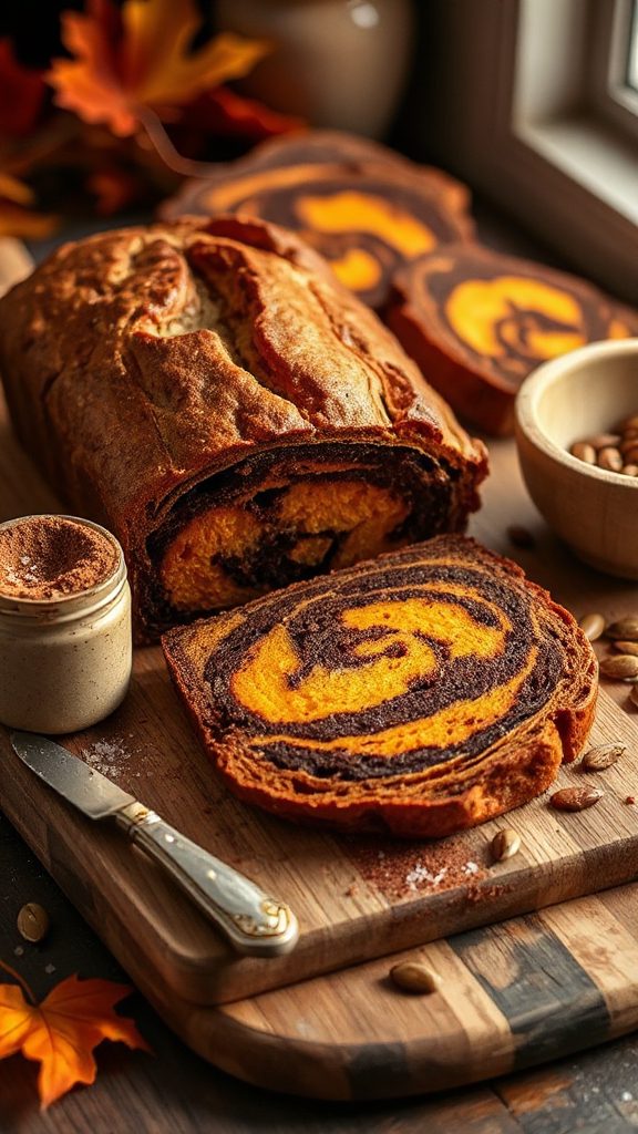 miso pumpkin cocoa swirl bread
