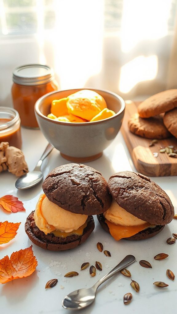 miso pumpkin ice cream sandwiches