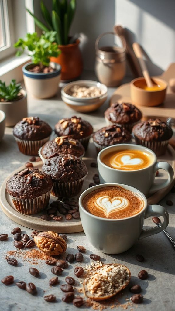 mocha coffee protein muffins