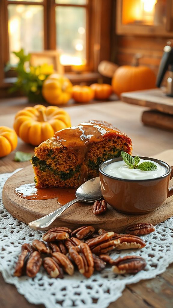 moist pumpkin spinach coffee cake