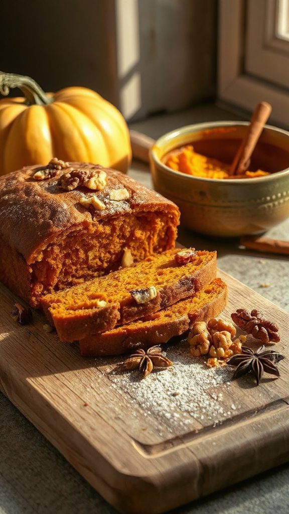 moist pumpkin walnut bread