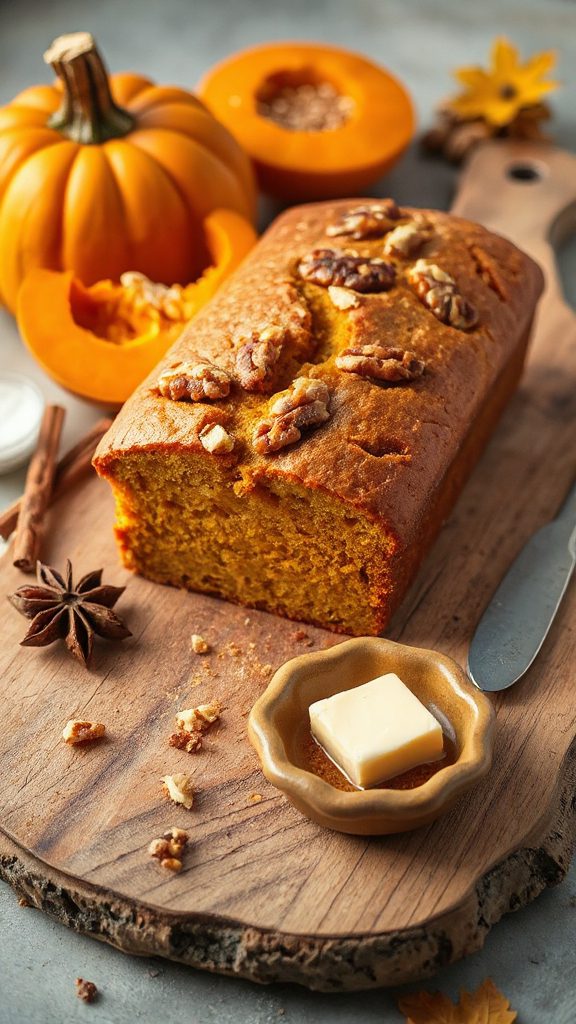 moist pumpkin walnut bread