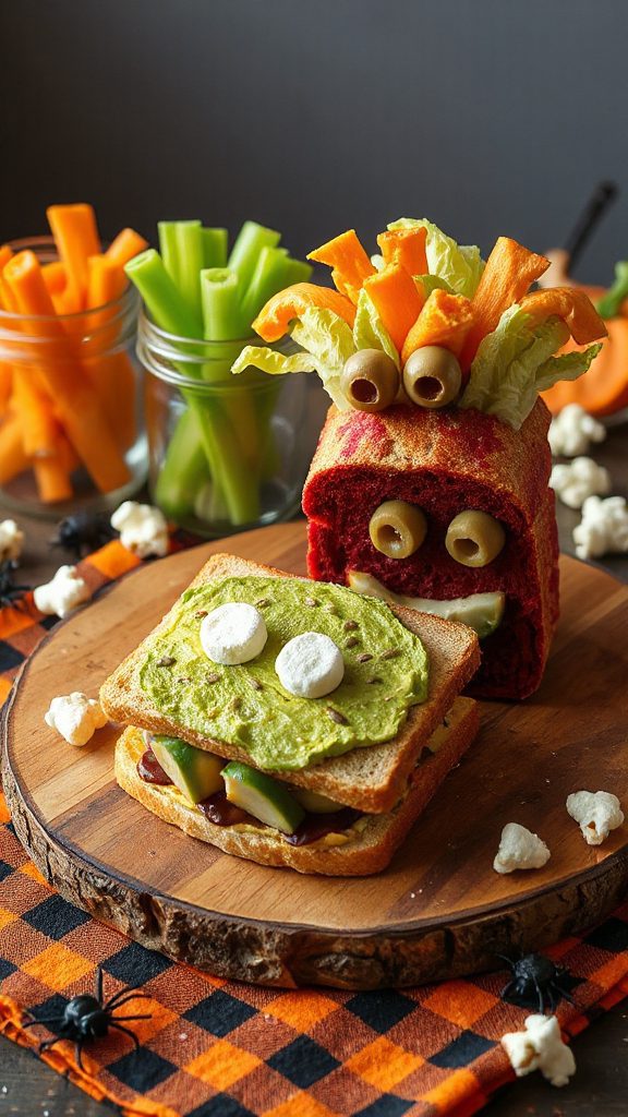 monster shaped deli sandwiches