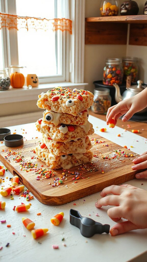 monster themed crispy rice treats