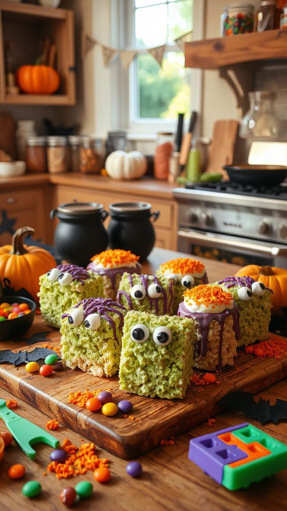 monster themed crispy treats