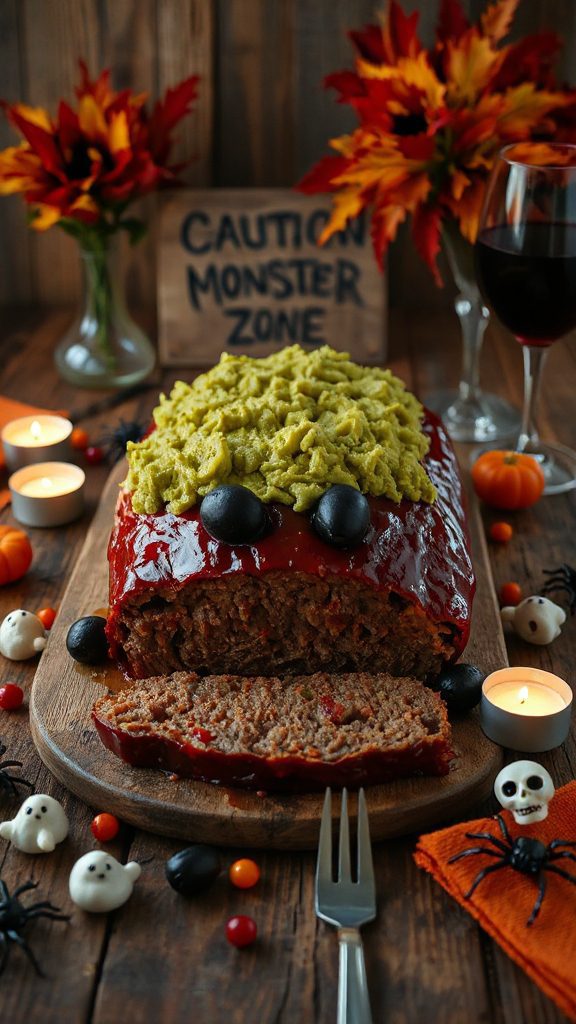 monster themed meatloaf creation