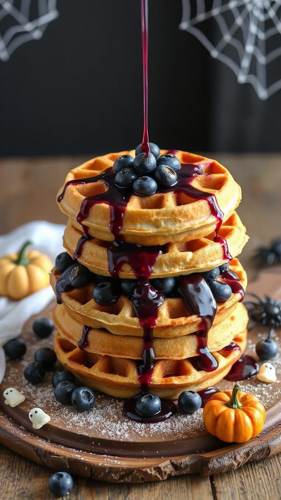 monster waffles with blueberries