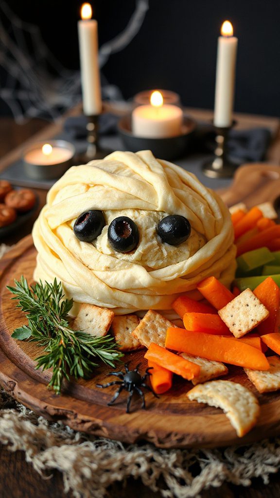 mummy cheese ball appetizer