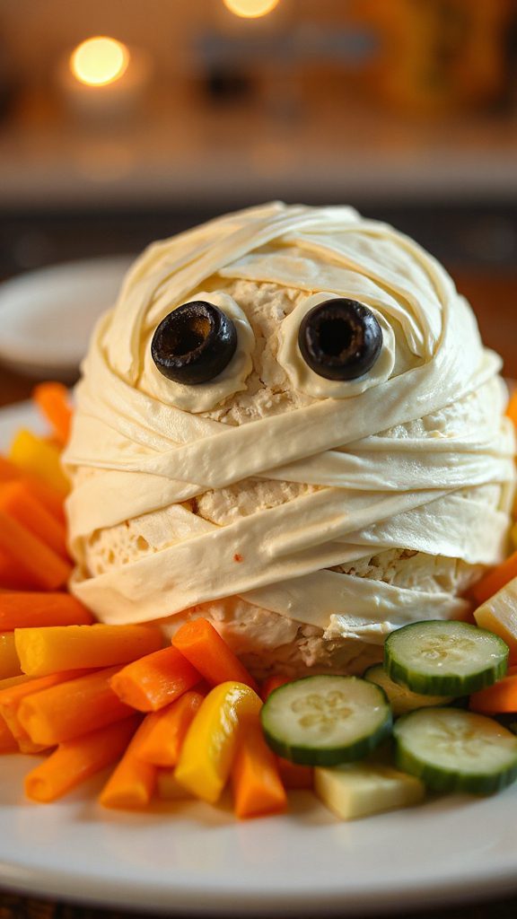 mummy cheese ball appetizer