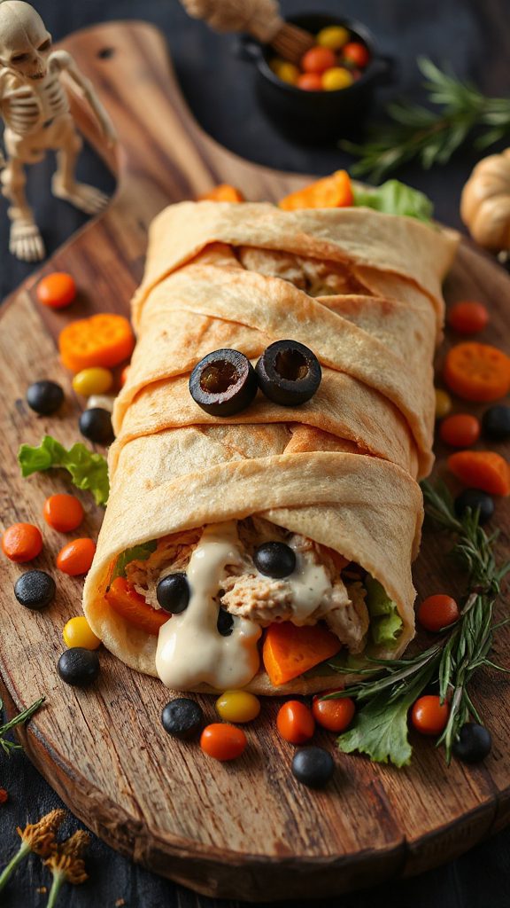 mummy chicken wrap halloween delight