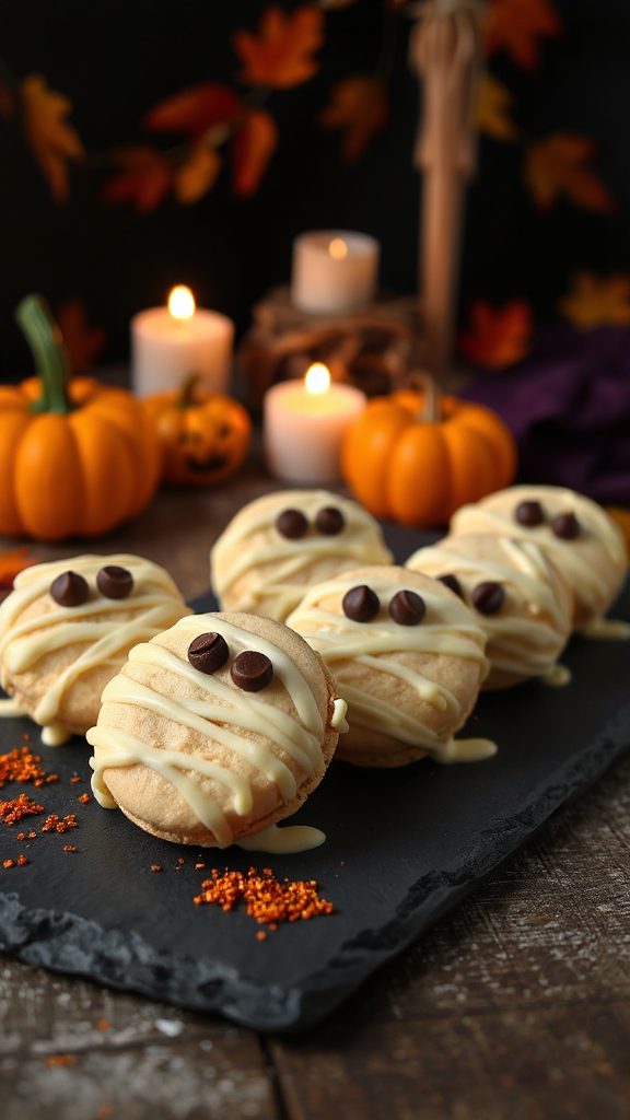 mummy macarons halloween treats