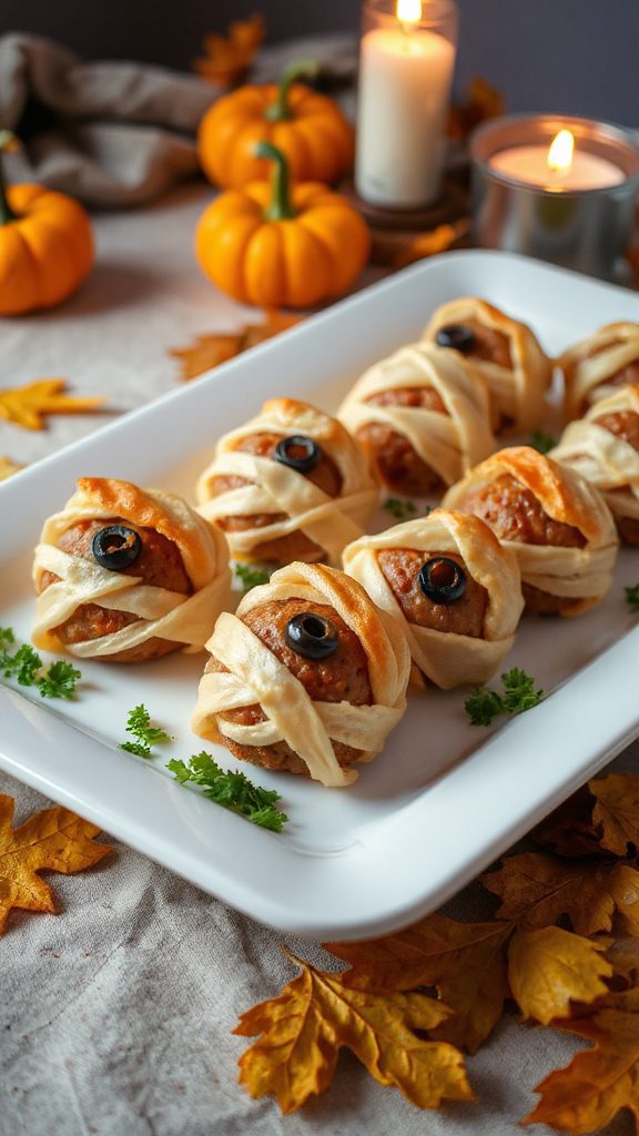 mummy meatball halloween appetizer