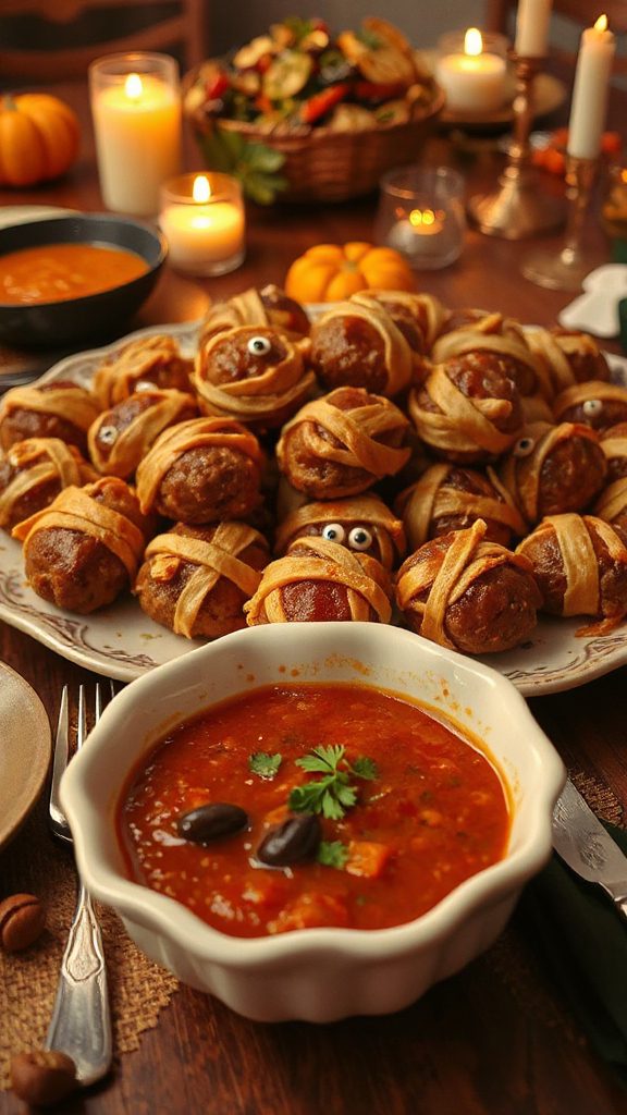 mummy meatballs halloween recipe