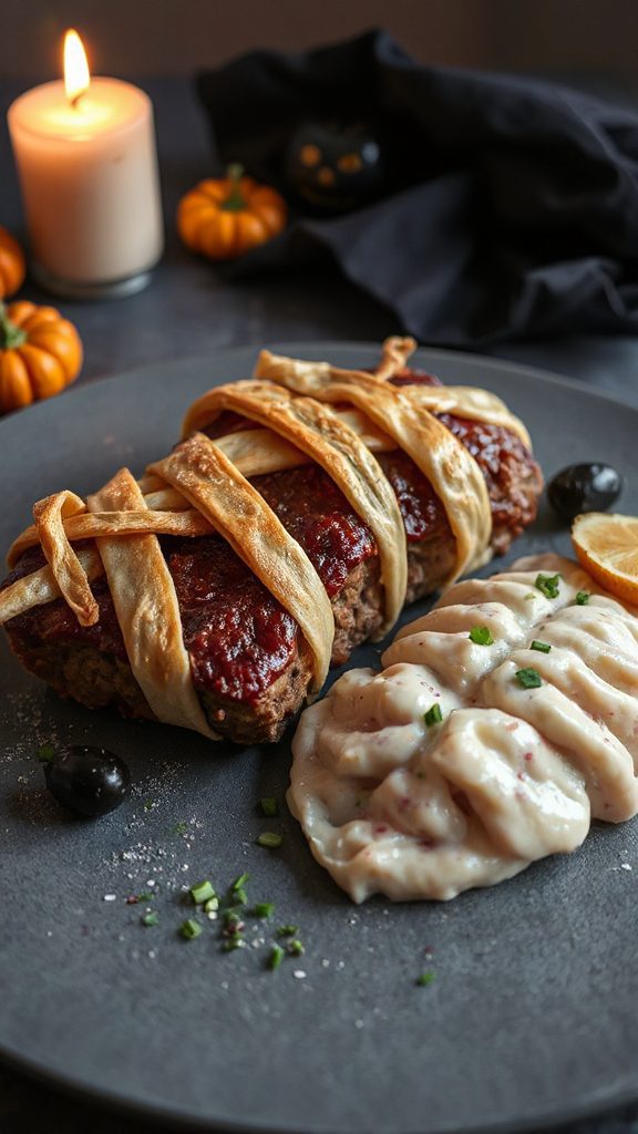 mummy meatloaf halloween dinner