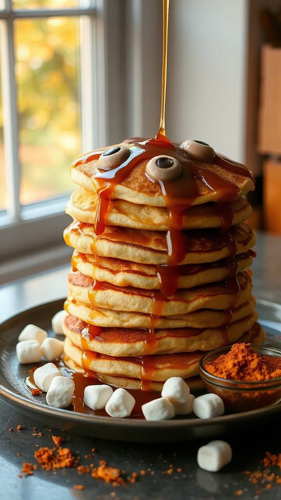 mummy pancakes halloween breakfast delight