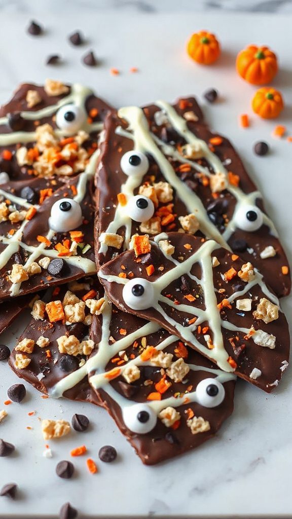 mummy themed crunchy chocolate bark
