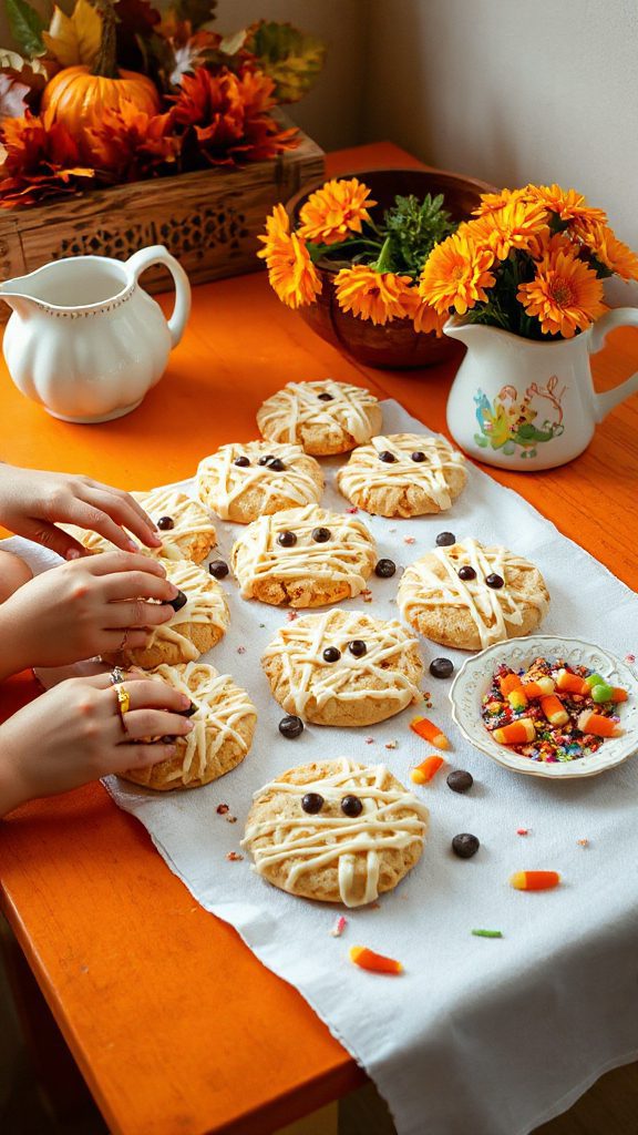 mummy themed halloween cookies