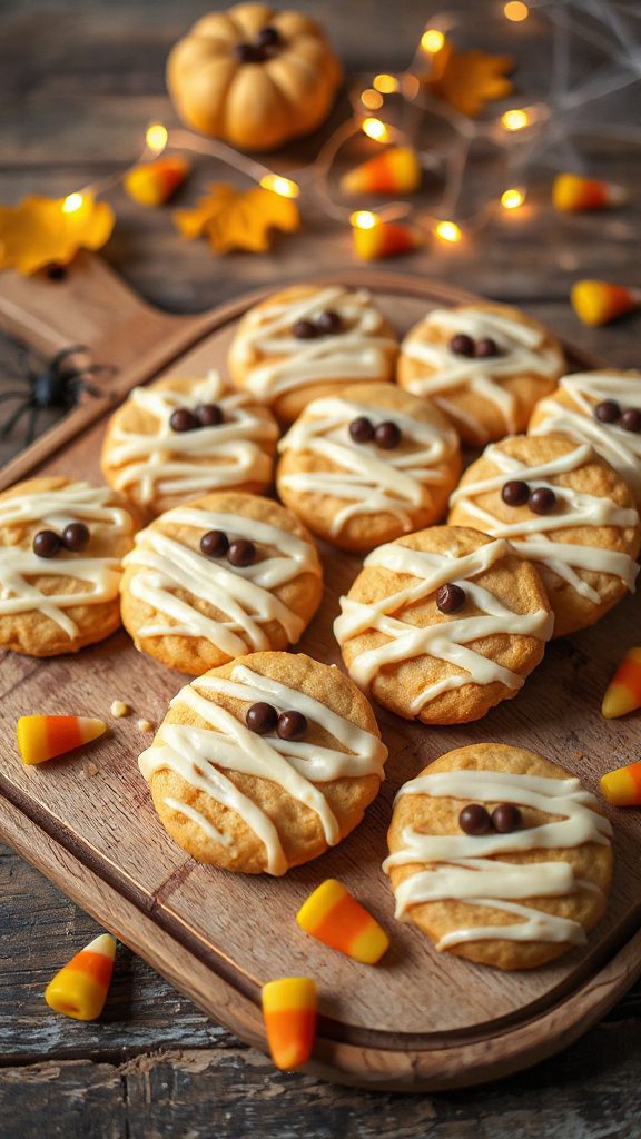mummy themed halloween cookies