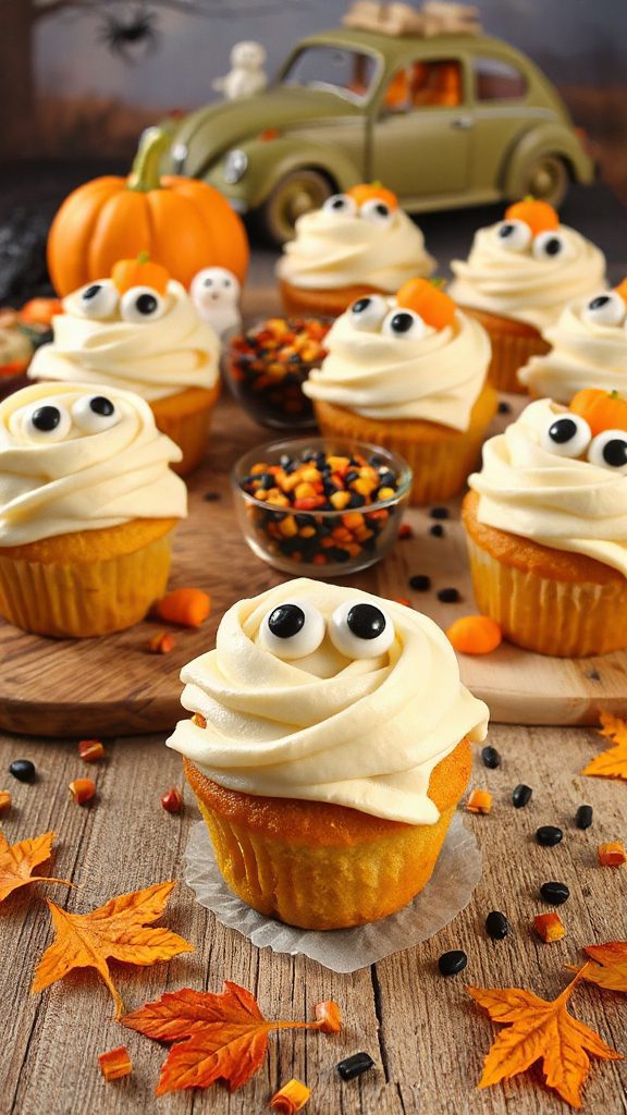 mummy themed halloween cupcakes recipe