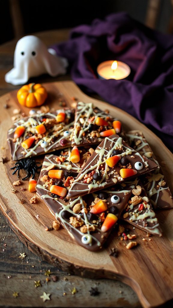 mummy themed halloween snack bark