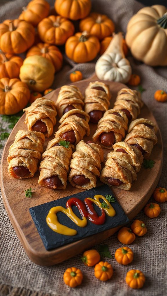 mummy themed hot dog snacks