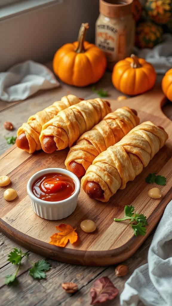 mummy themed hot dog treat