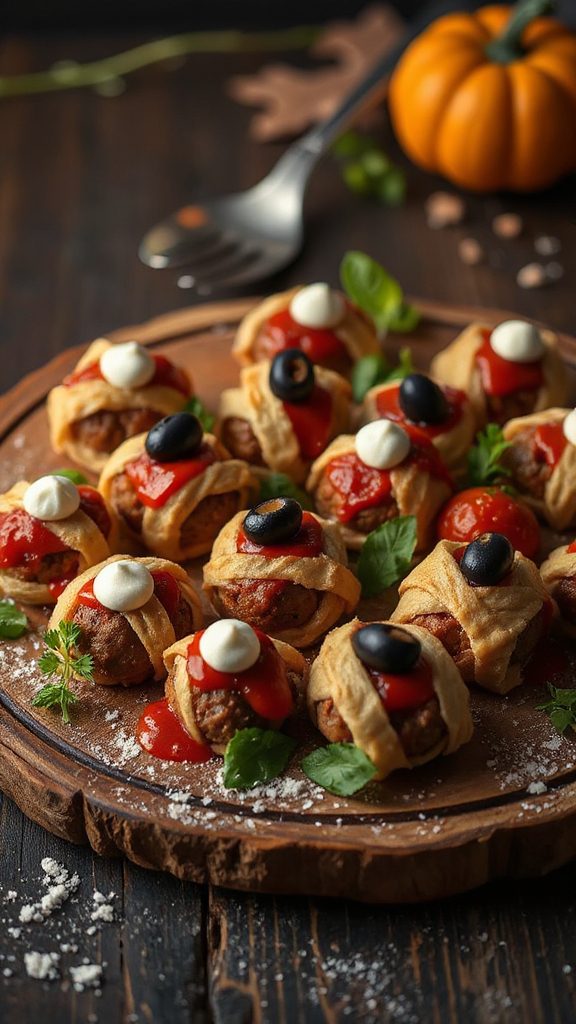 mummy themed meatball appetizer recipe