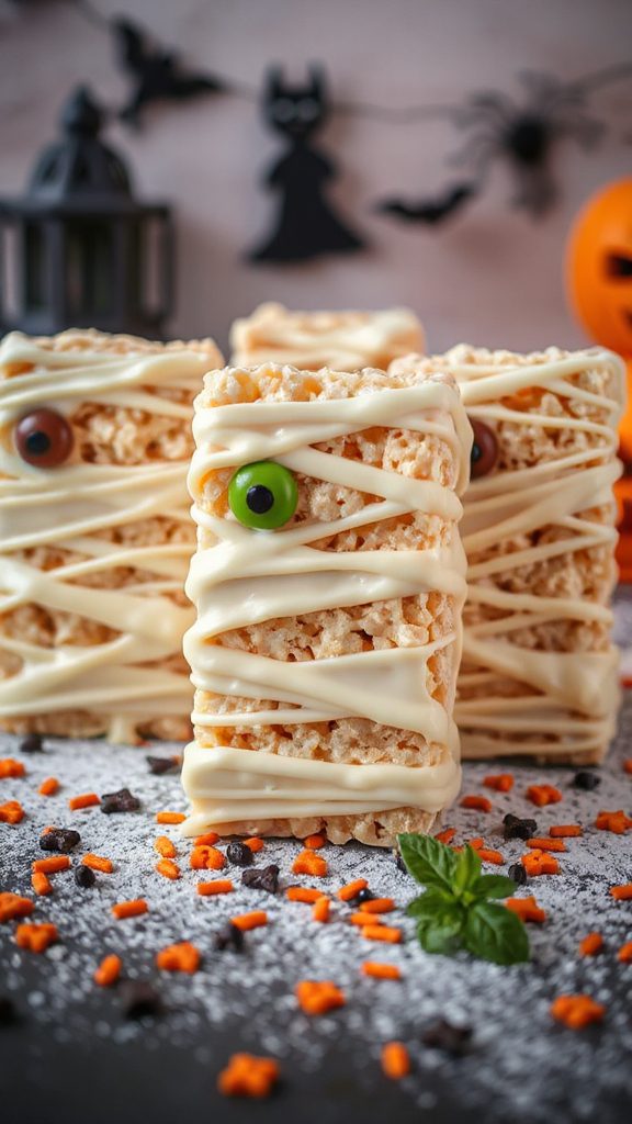 mummy themed rice krispie treats