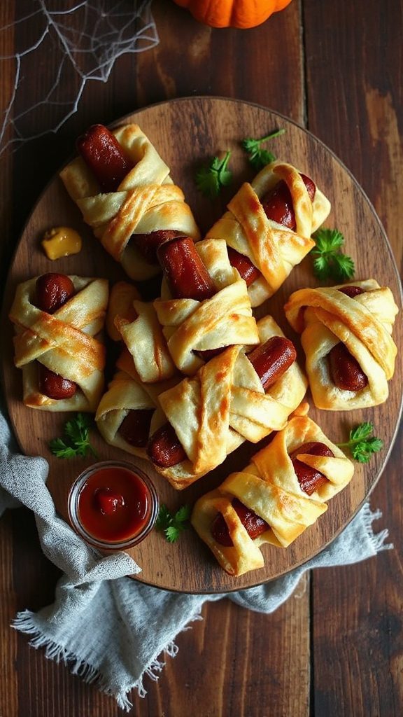 mummy wrapped hot dogs appetizer