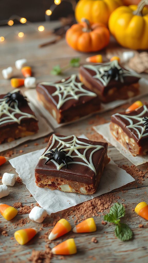no bake halloween spider web bars