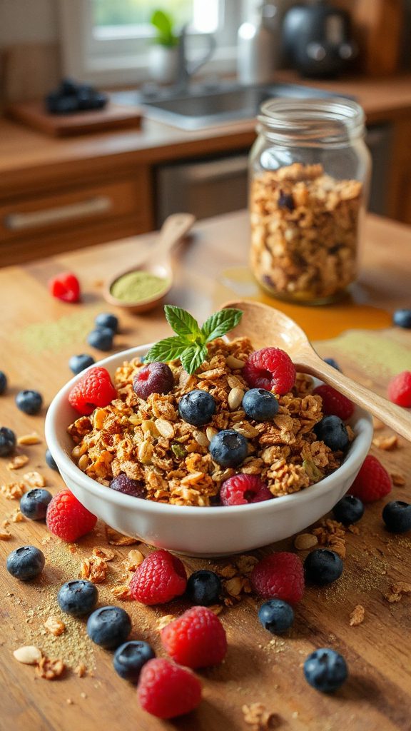 nutritious berry matcha granola