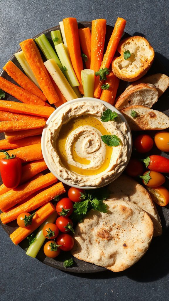 nutritious hummus and veggies