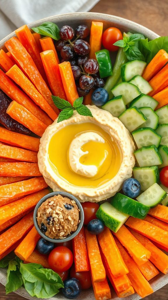 nutritious hummus vegetable platter