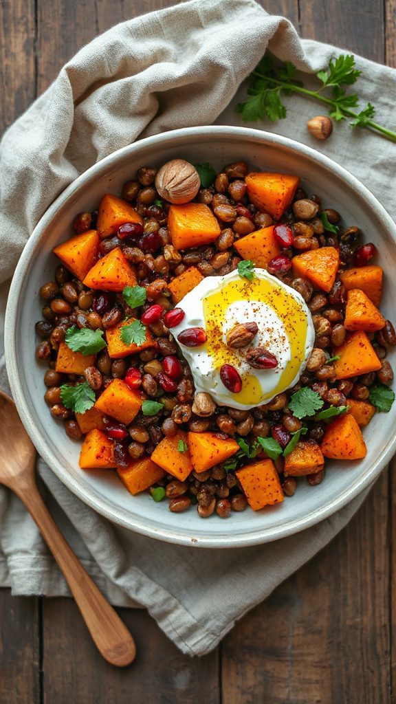 nutritious lentil pumpkin salad