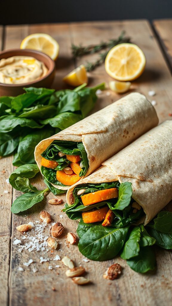 nutritious mediterranean spinach wrap