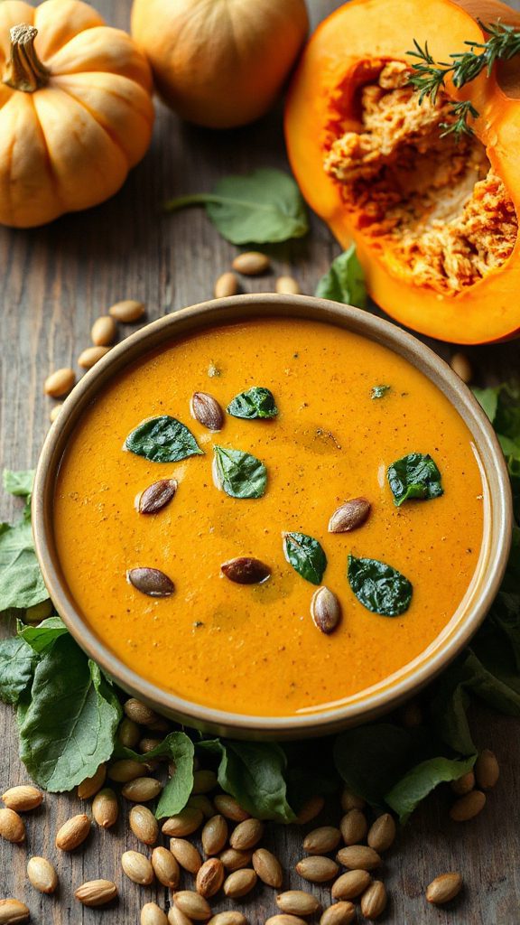 nutritious pumpkin spinach soup