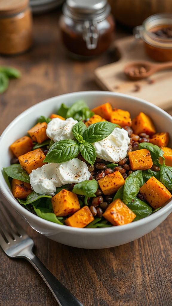 nutritious spinach pumpkin salad