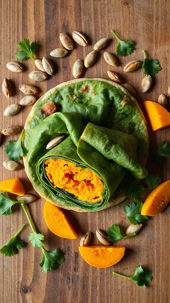 nutritious spinach pumpkin wrap