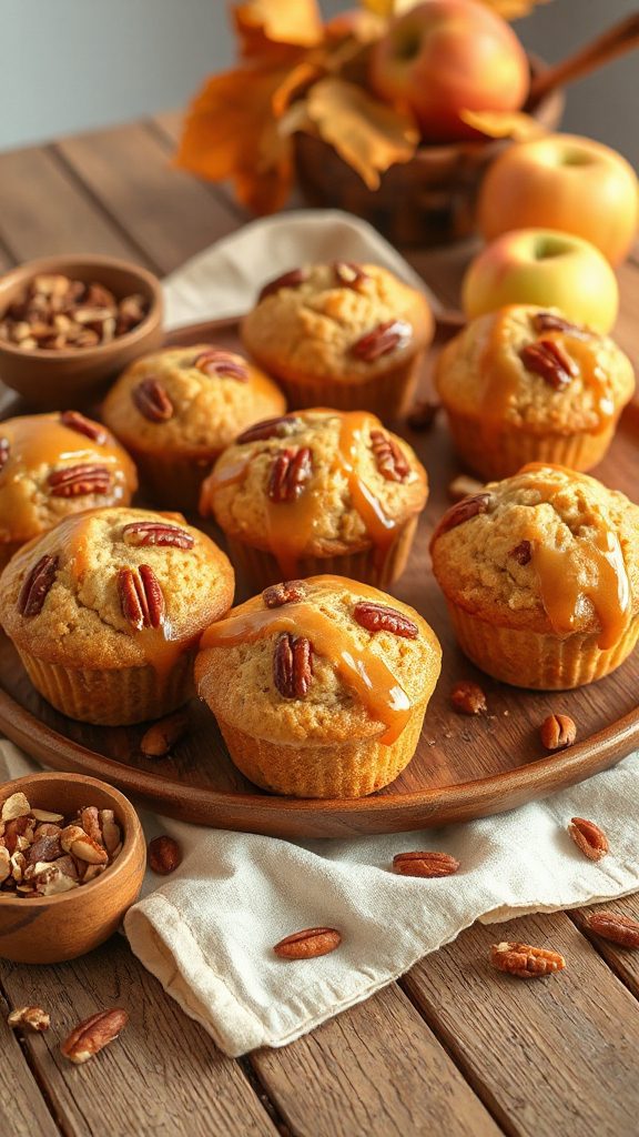nutty caramel apple muffins